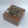 AL4849b Aluminum Sextant 8"Brass Inlay Antique. Wooden Boxed