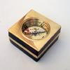 br4841 Wooden Desk Compass, Brass Inlay