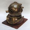 br52551b Antique Brass Diver's Helmet, Mark Five, Wooden Base