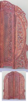 IE78649 CARVED WOODEN SCREEN HALF ROUND BADROOM FLOWER