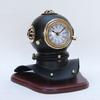 ir5265a Iron Diver's Helmet Clock With Wooden Base