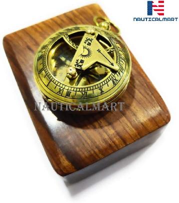 Antique Brass Sundial Compass with Wooden Box and Chart | Working Compass |  Gilbert & Sons London Sun Clock Decorations Ship Replica Watch
