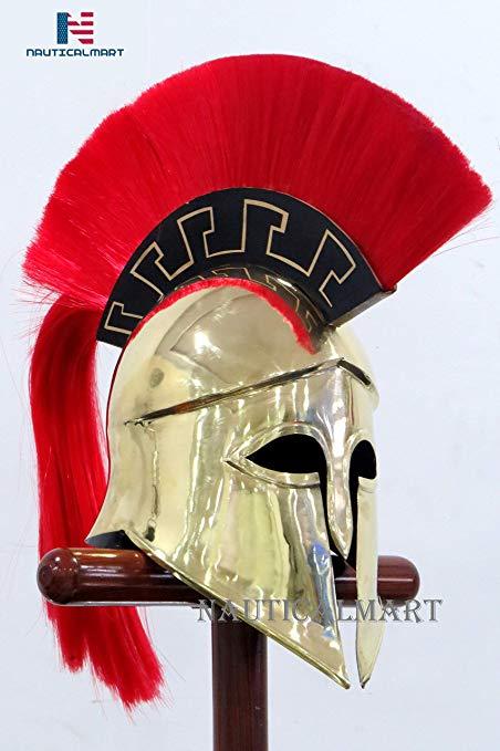 Armor Medieval Roman Helmet Fully Wearable With Leather Liner Red Plume 