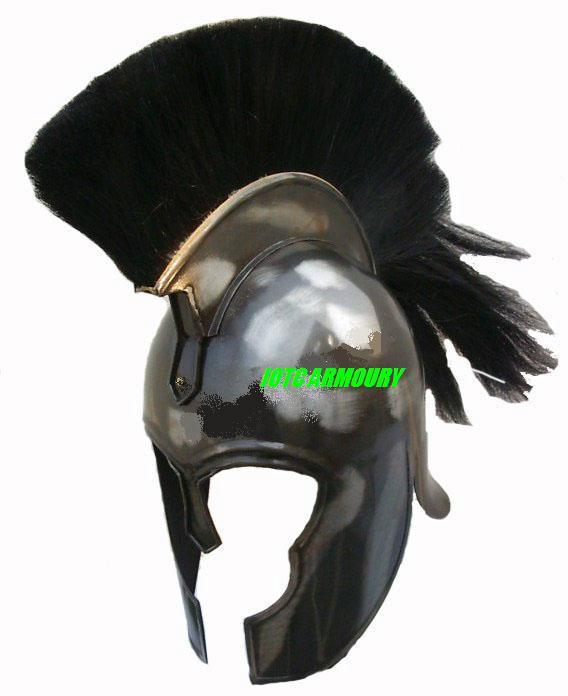 Details about   Medieval TROY Helmet Armor LARP SCA With Wooden Stand Collectible Black Finish 