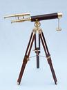 Maritime Brass Antique Double Barrel Designer Telescope with Wooden Tripod Floor 